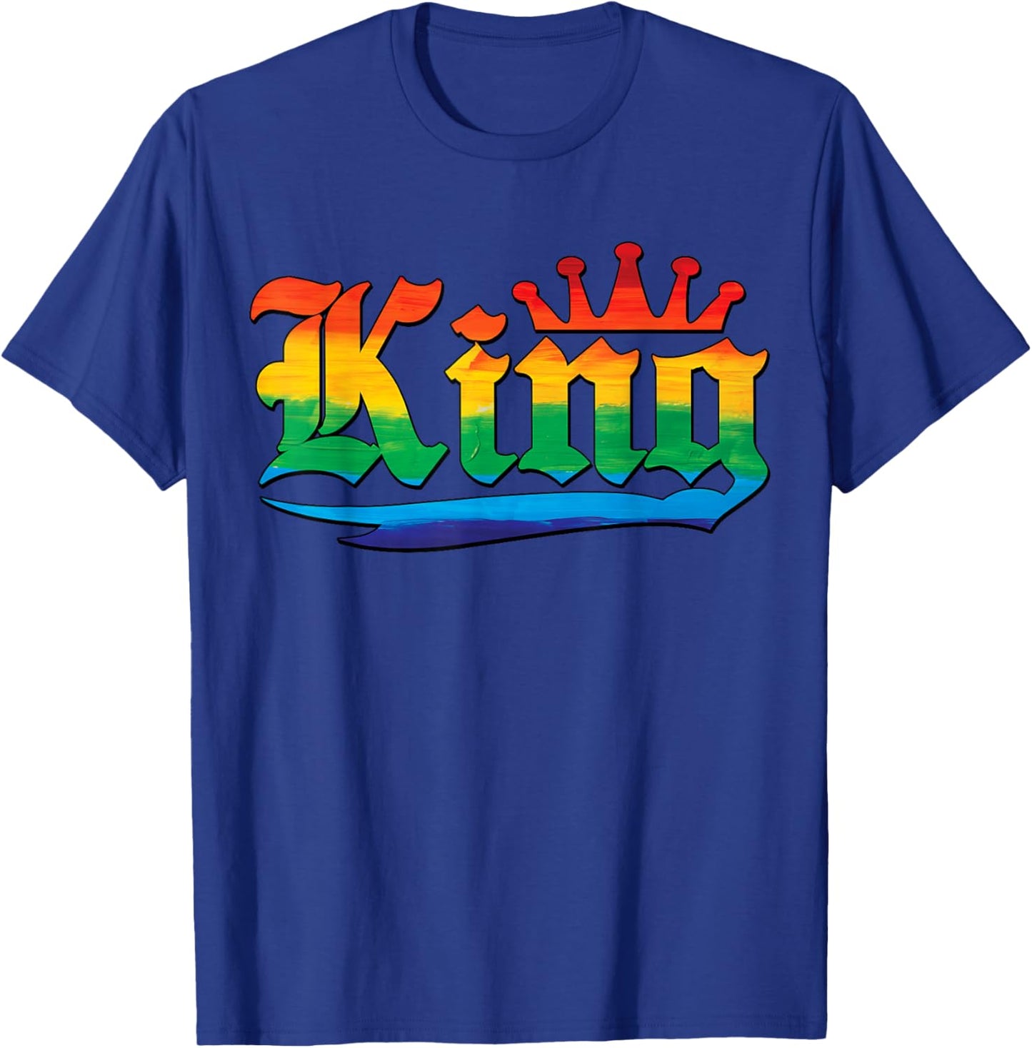 Drag King with Crown Rainbow Gay Pride T-Shirt - T-Shirt | Royal