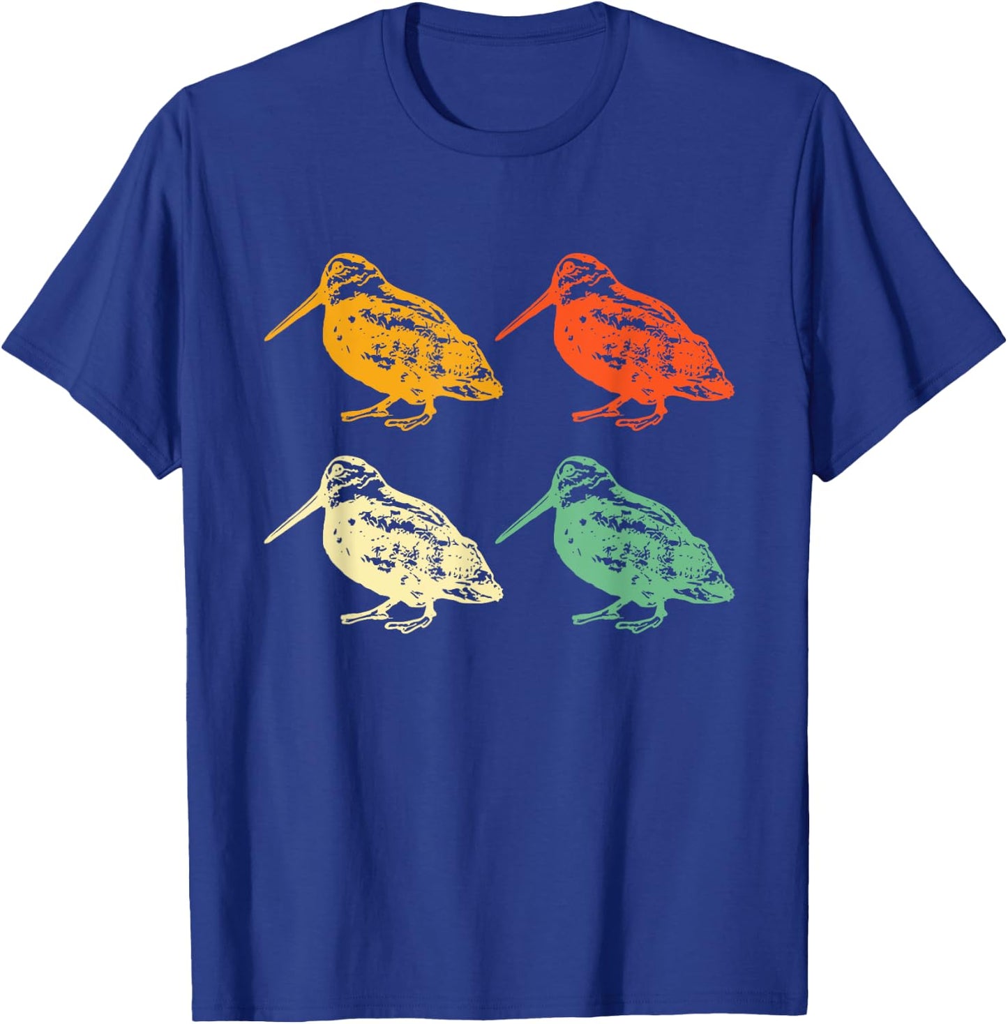 American Woodcock Bird Hunting Hunt Season Gift Retro-Modern -Adults, Kids Classic Fit Collarless Short Sleeve Black T-Shirt - T-Shirt | Royal