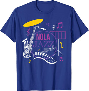 Vintage Jazz Music NOLA Jazz Festival Novelty Souvenir T-Shirt - T-Shirt | Royal