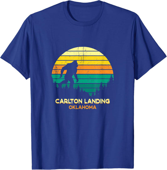Retro Carlton Landing, Oklahoma Bigfoot Souvenir T-Shirt - T-Shirt | Royal