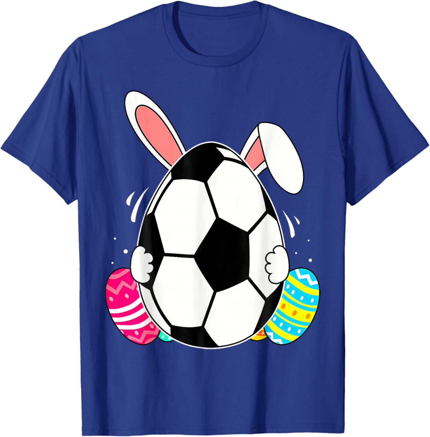 Funny Soccer Ball With Bunny Ears Easter Day Men Boys Kids T-Shirt - T-Shirt | Royal