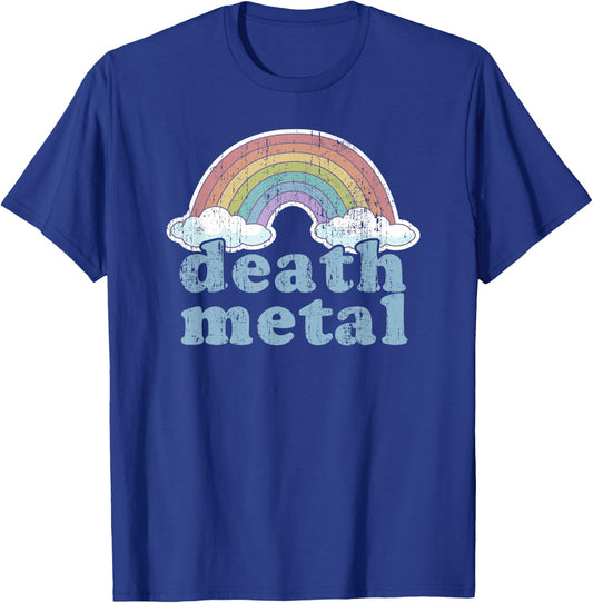 DEATH METAL Rainbow Funny Retro Vintage Rock Music Metalhead T-Shirt - T-Shirt | Royal