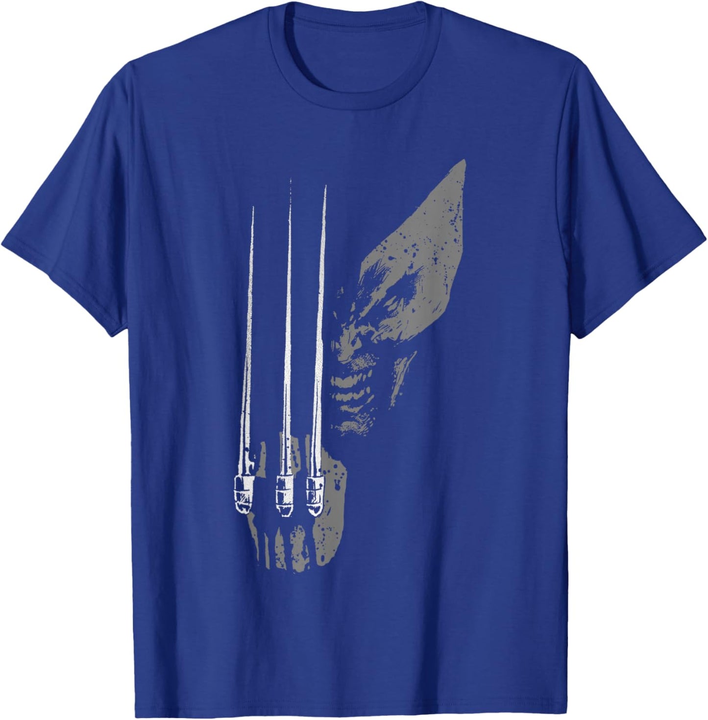 Marvel X-Men Wolverine Wild Side Distressed Face Shot T-Shirt - T-Shirt | Royal