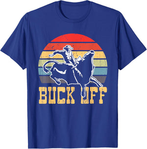 Buck Off Vintage Cowboy Bull Riding Rodeo T-Shirt - T-Shirt | Royal