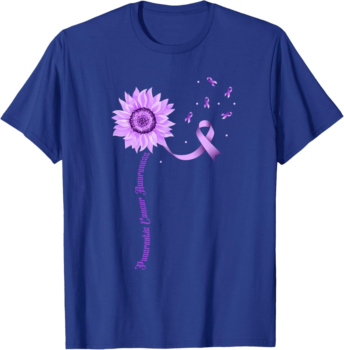 Purple Ribbon Pancreatic Cancer Awareness T-Shirt - T-Shirt | Royal