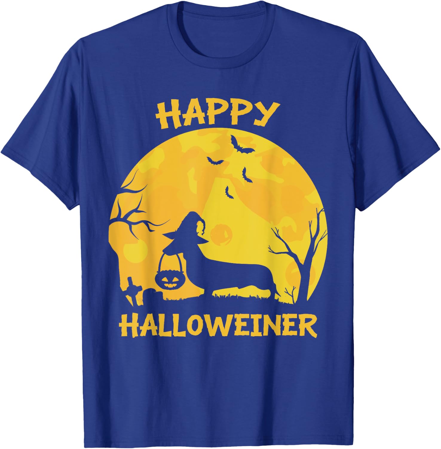 Happy Halloweiner Dachshund Wiener Funny Dog Lover Halloween Women Girls Kids T-Shirt - T-Shirt | Royal