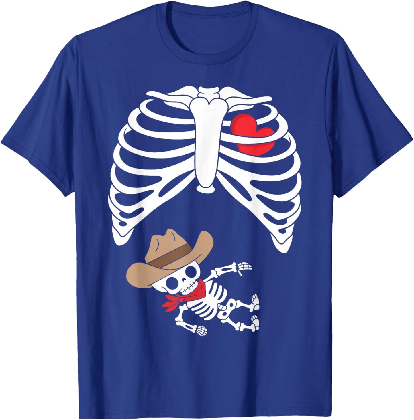 Baby Pregnancy Halloween Skeleton Xray Cowboy Boy Pregnant T-Shirt - T-Shirt | Royal