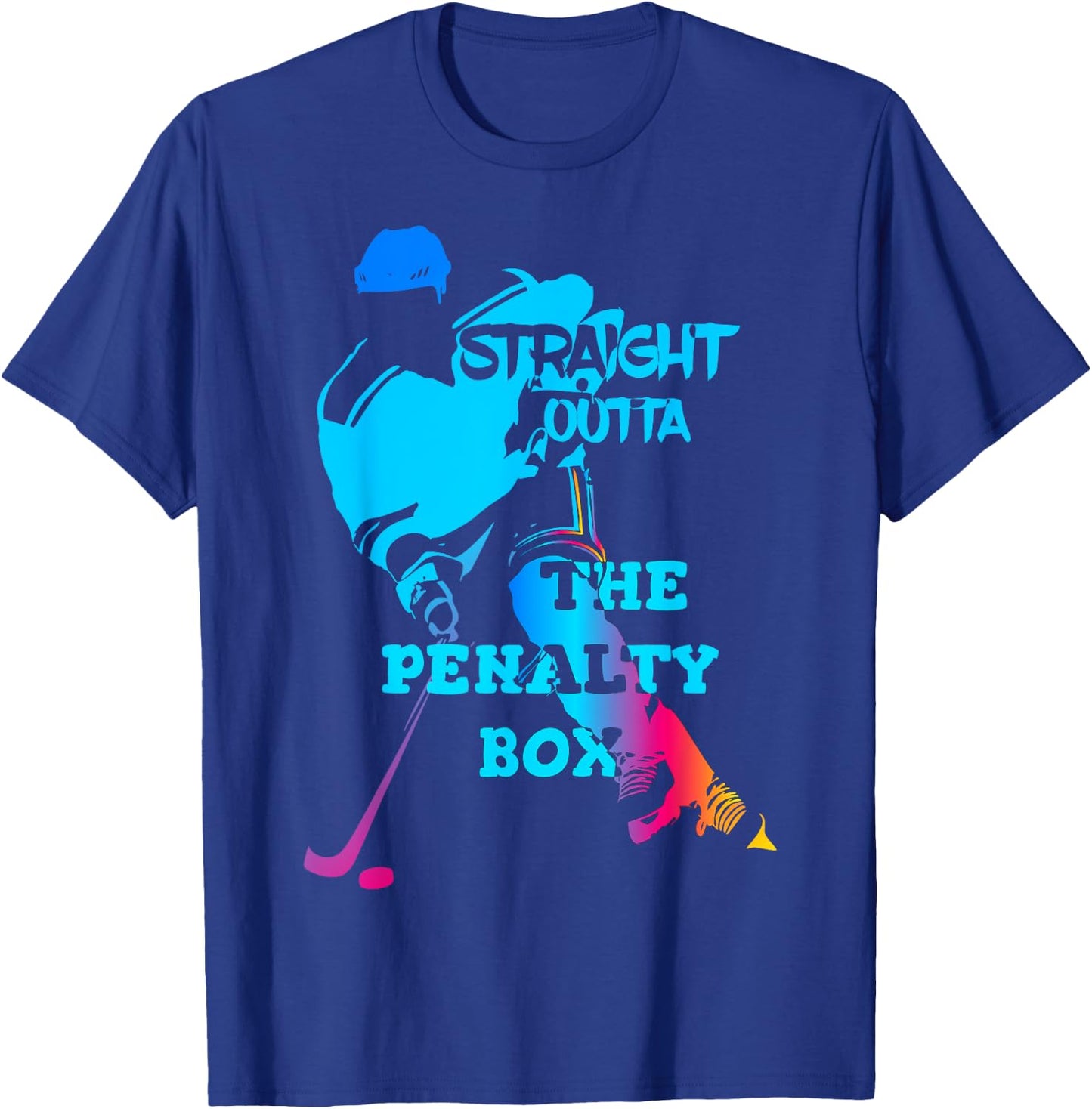 Straight Outta The Penalty Box Funny Ice Hockey Gift T-Shirt - T-Shirt | Royal