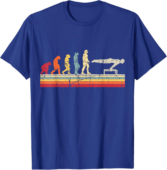 Evolution of man Calisthenics Retro Vintage Street Workout T-Shirt - T-Shirt | Royal