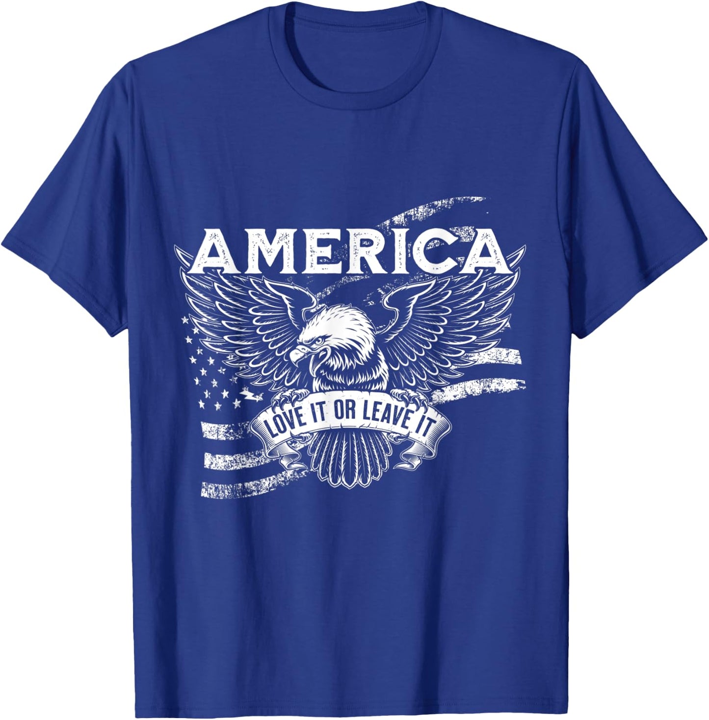 America Love It Or Leave It Patriotic Eagle and Flag Men T-Shirt - T-Shirt | Royal