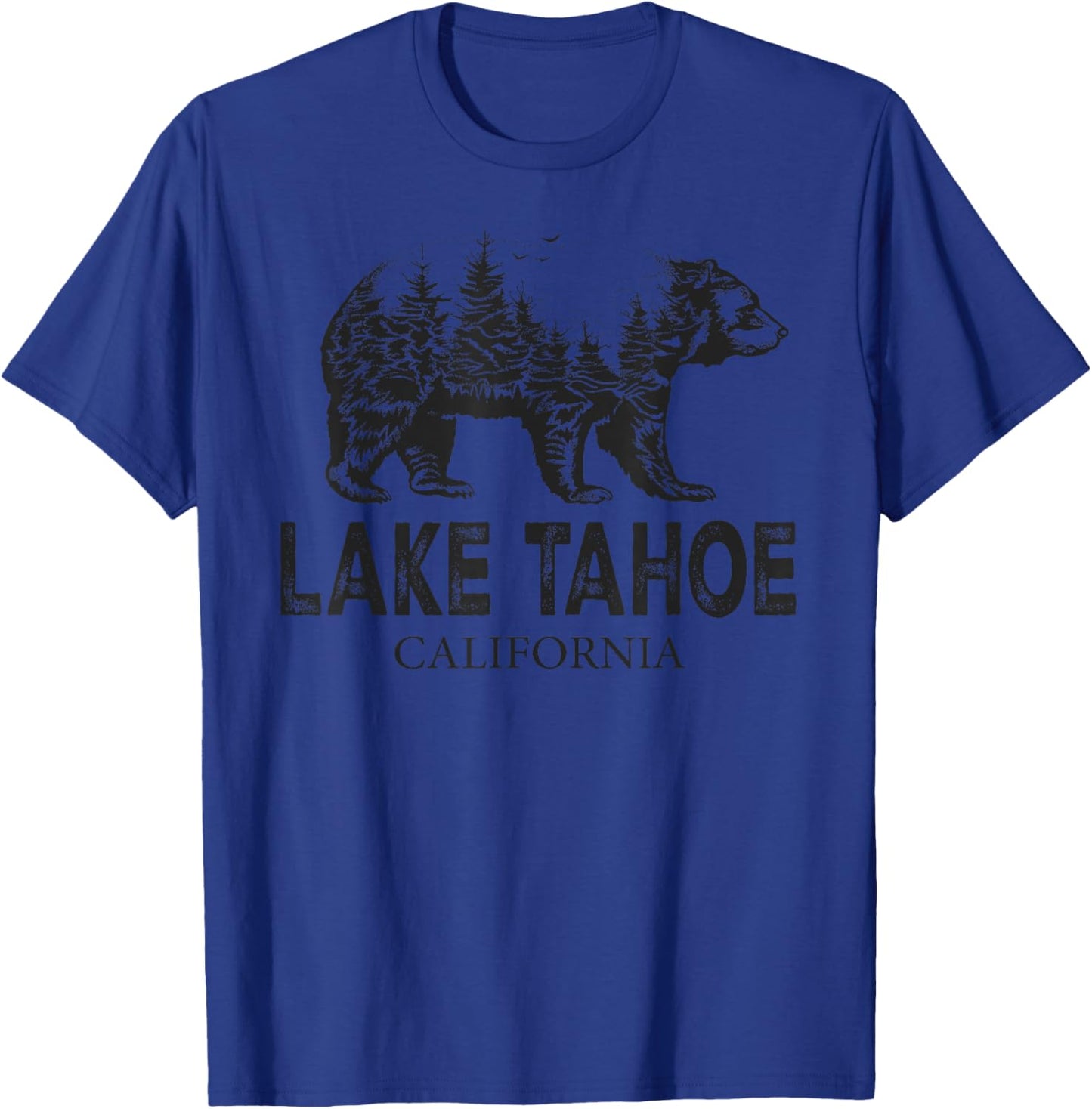 Lake Tahoe California Retro Grizzly Bear Nature Vintage T-Shirt - T-Shirt | Royal