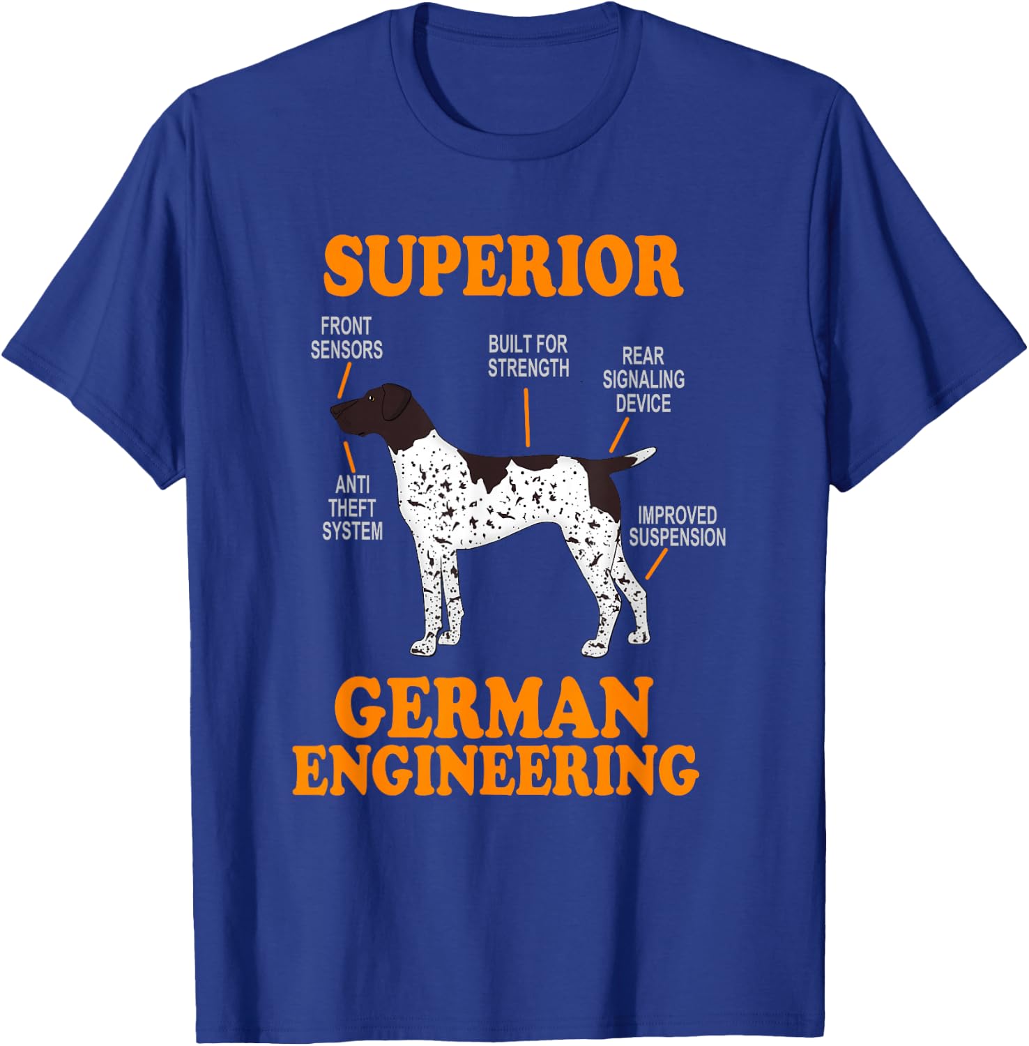 German Shorthair Pointer Funny | Dog Silhouette T-Shirt - T-Shirt | Royal