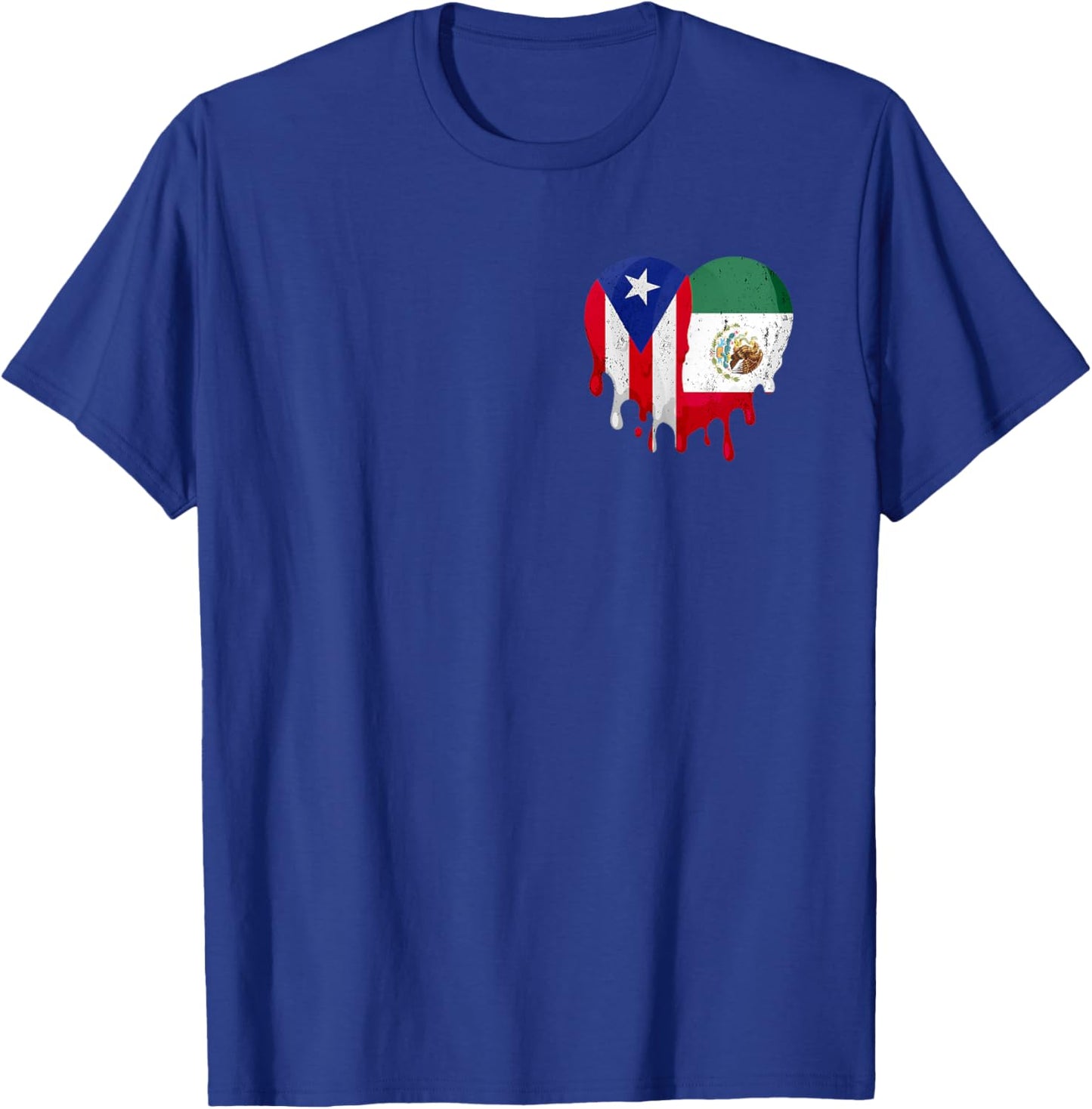 Mexico Flag Grown Heart Mexican Puerto Rico Flag T-Shirt - T-Shirt | Royal