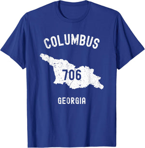 Columbus Georgia GA 706 Vintage Athletic Style T-Shirt - T-Shirt | Royal