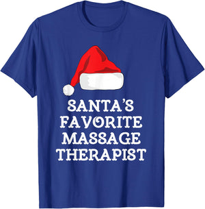 Santa's Favorite Massage Therapist Christmas Hat Therapy T-Shirt - T-Shirt | Royal