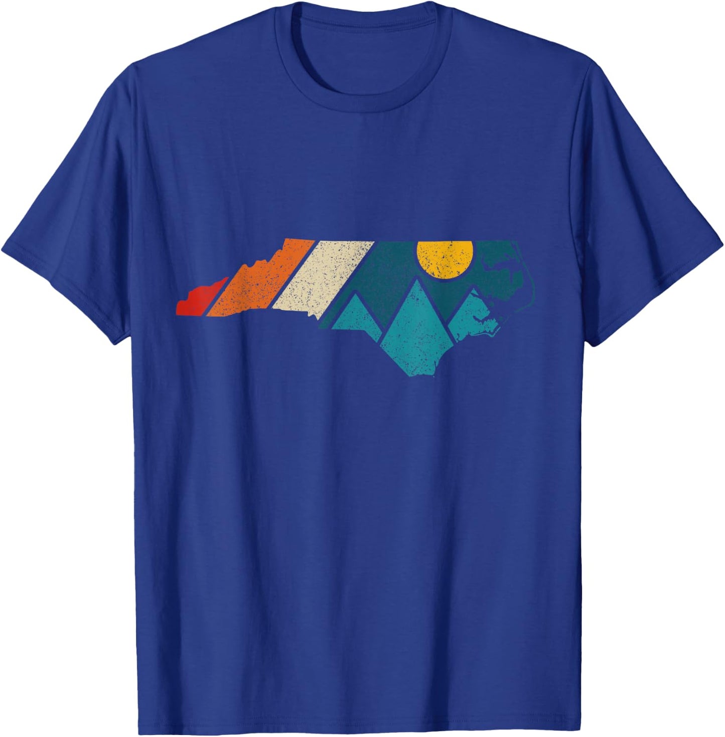 North Carolina Vintage State Map Mountains Hiking Pride Gift T-Shirt - T-Shirt | Royal