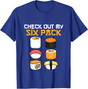 check out my six-pack Sushi lover gym Japanese funny sushi T-Shirt - T-Shirt | Royal