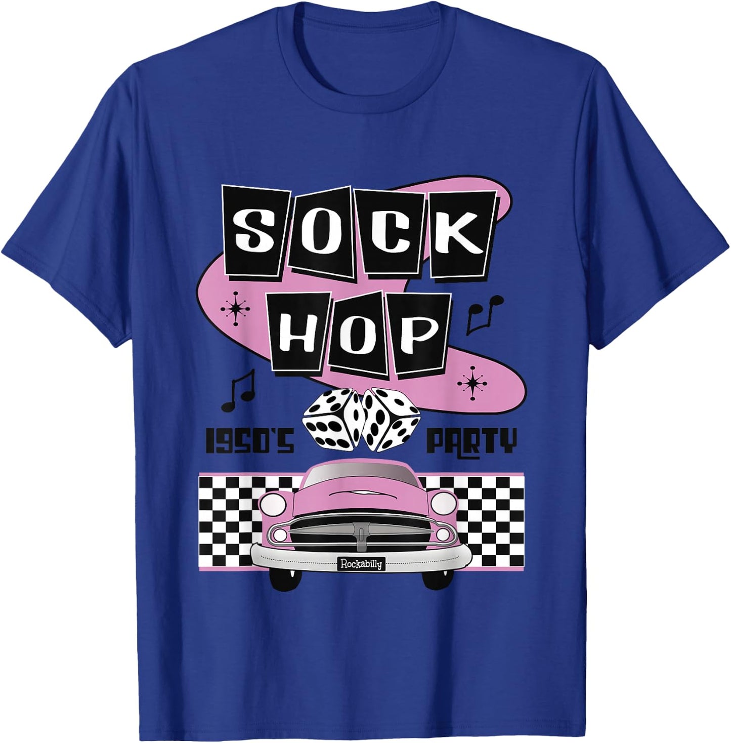 1950s Sock Hop Dance Party Retro 50s Costume Rockabilly Pink T-Shirt - T-Shirt | Royal