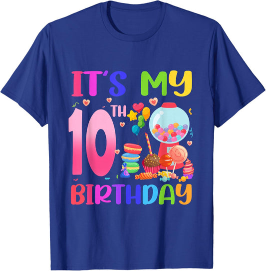It's My 10th Birthday Girl Candy Candyland 10 Year Old T-Shirt - T-Shirt | Royal