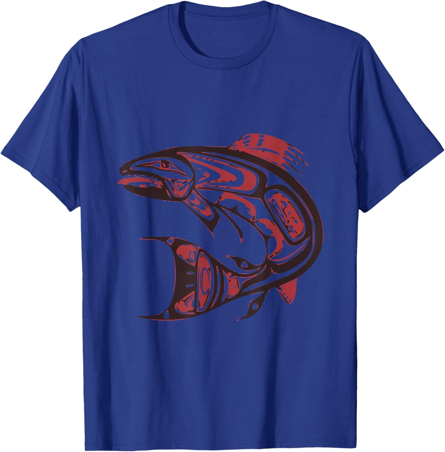Pacific Northwest Tribe Art Salmon Fish Saltwater Fish T-Shirt - T-Shirt | Royal