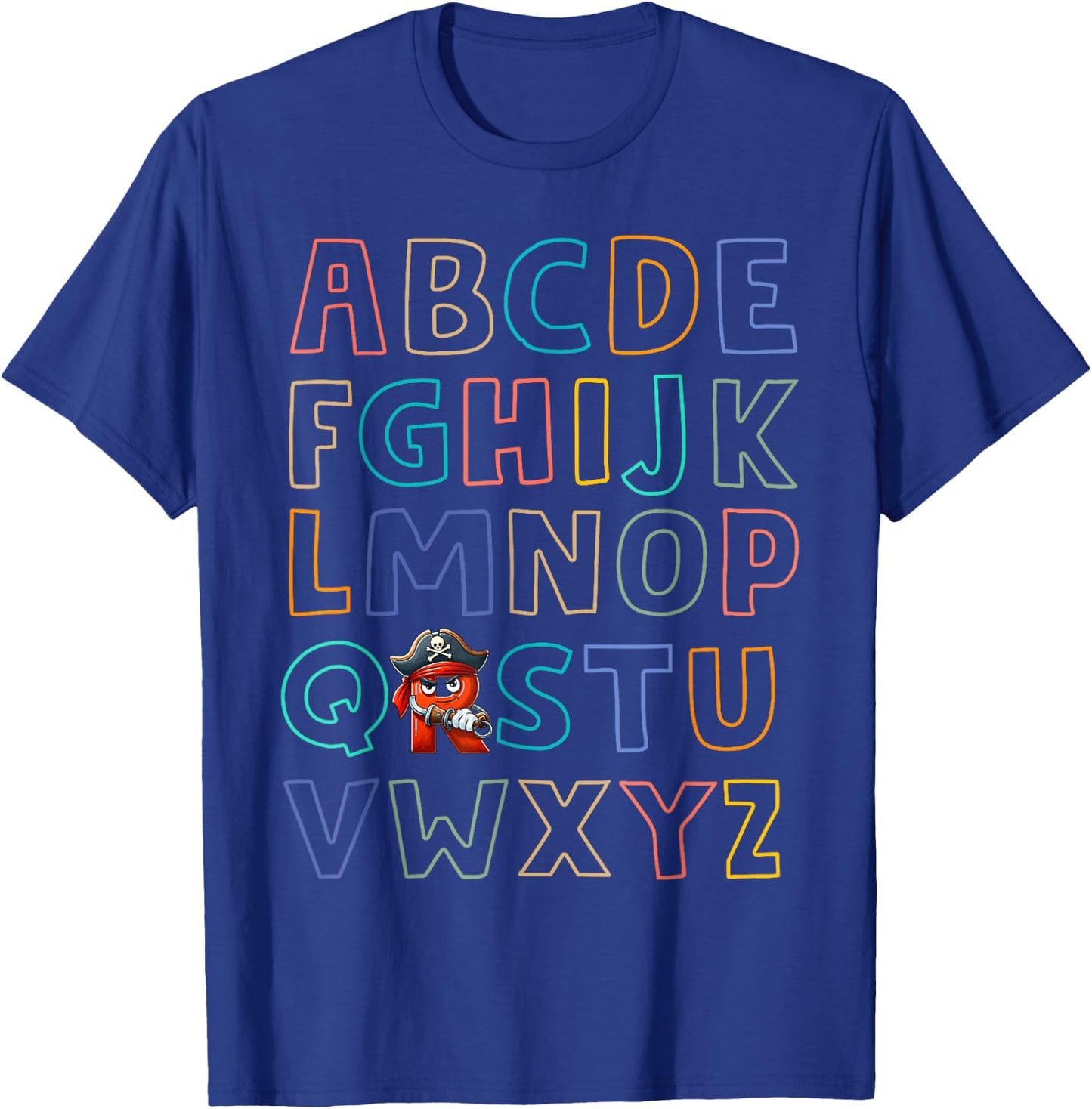 Funny Pirate Day Abc's Alphabet R Bandana Eyepatch Halloween T-Shirt - T-Shirt | Royal