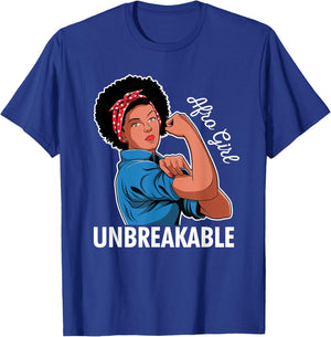 Rosie The Riveter Afro Girl Unbreakable Black Woman Gift T-Shirt - T-Shirt | Royal