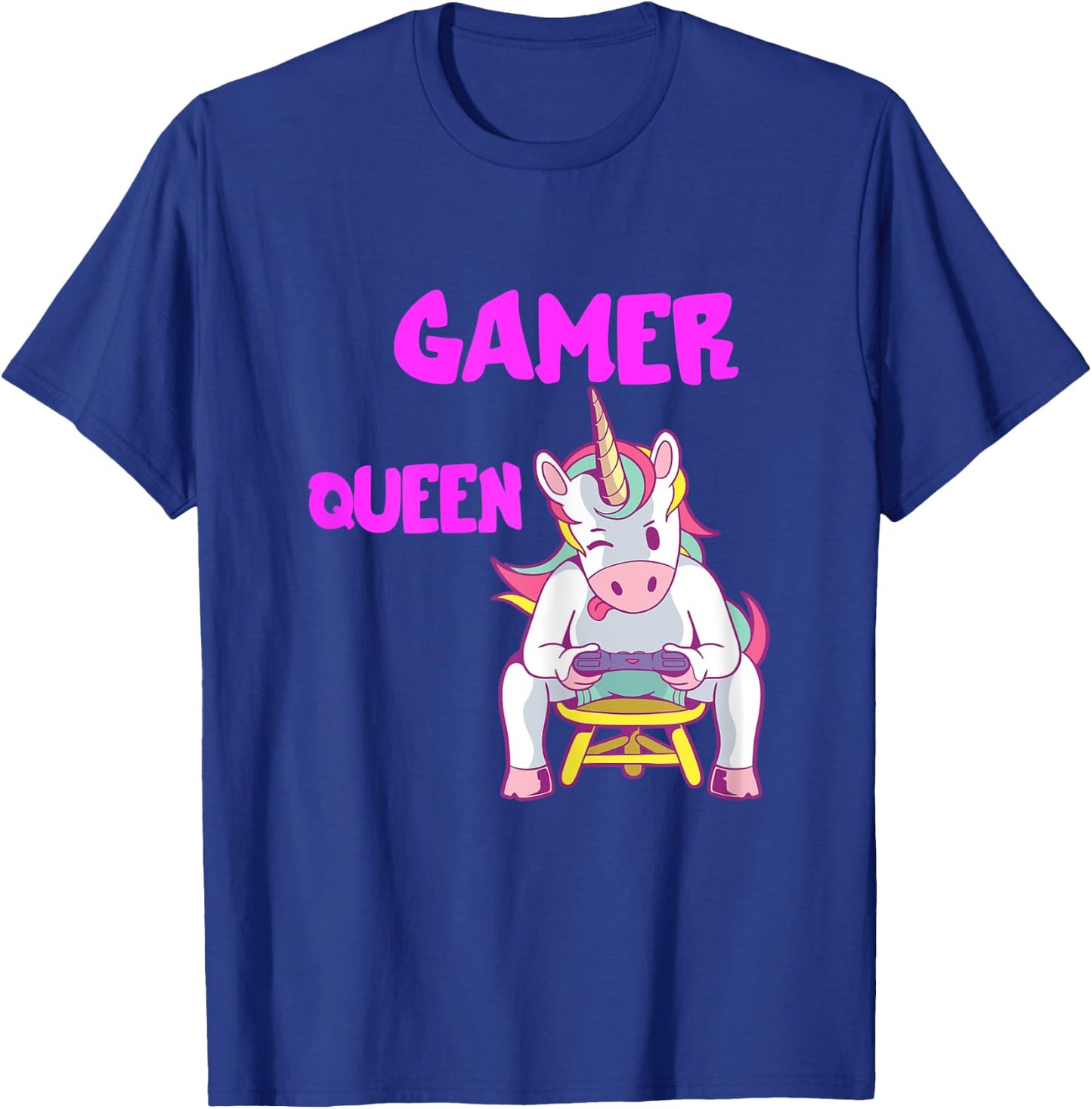 Gamer Queen Gaming Unicorn Console PC Computer Video Games T-Shirt - T-Shirt | Royal