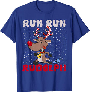 Cute Rudolph Christmas for Holiday Run T-Shirt - T-Shirt | Royal