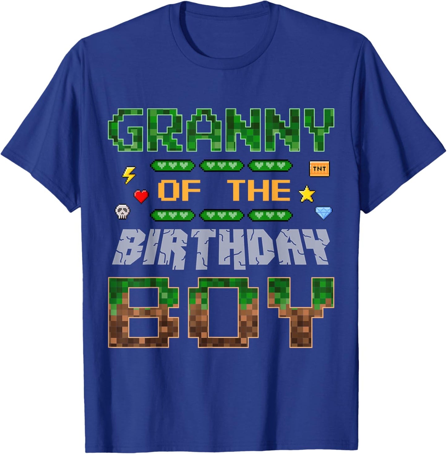 Granny of the Birthday Boy Pixel Gamer Family Love T-Shirt - T-Shirt | Royal