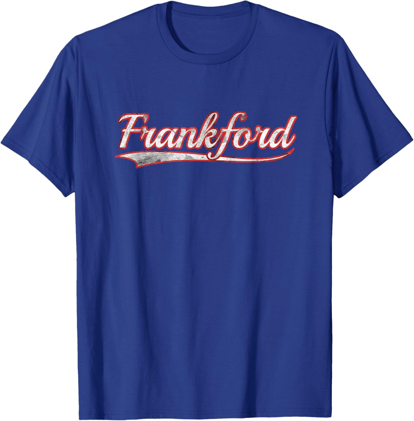 Frankford Vintage Varsity Distressed Throwback Style T-Shirt - T-Shirt | Royal