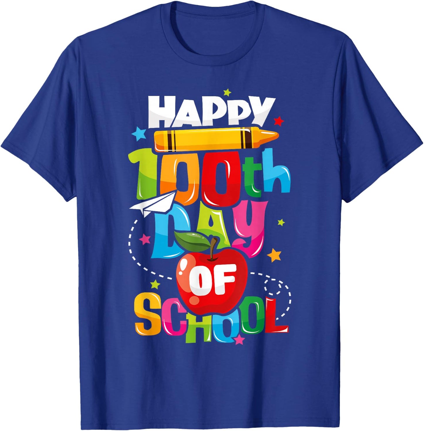100th Day of School Teachers Kids Child Happy 100 Days T-Shirt - T-Shirt | Royal