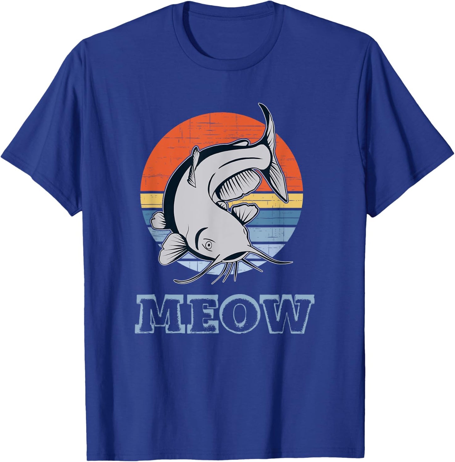 Catfish Meow Retro Distressed Sunset T-Shirt - T-Shirt | Royal