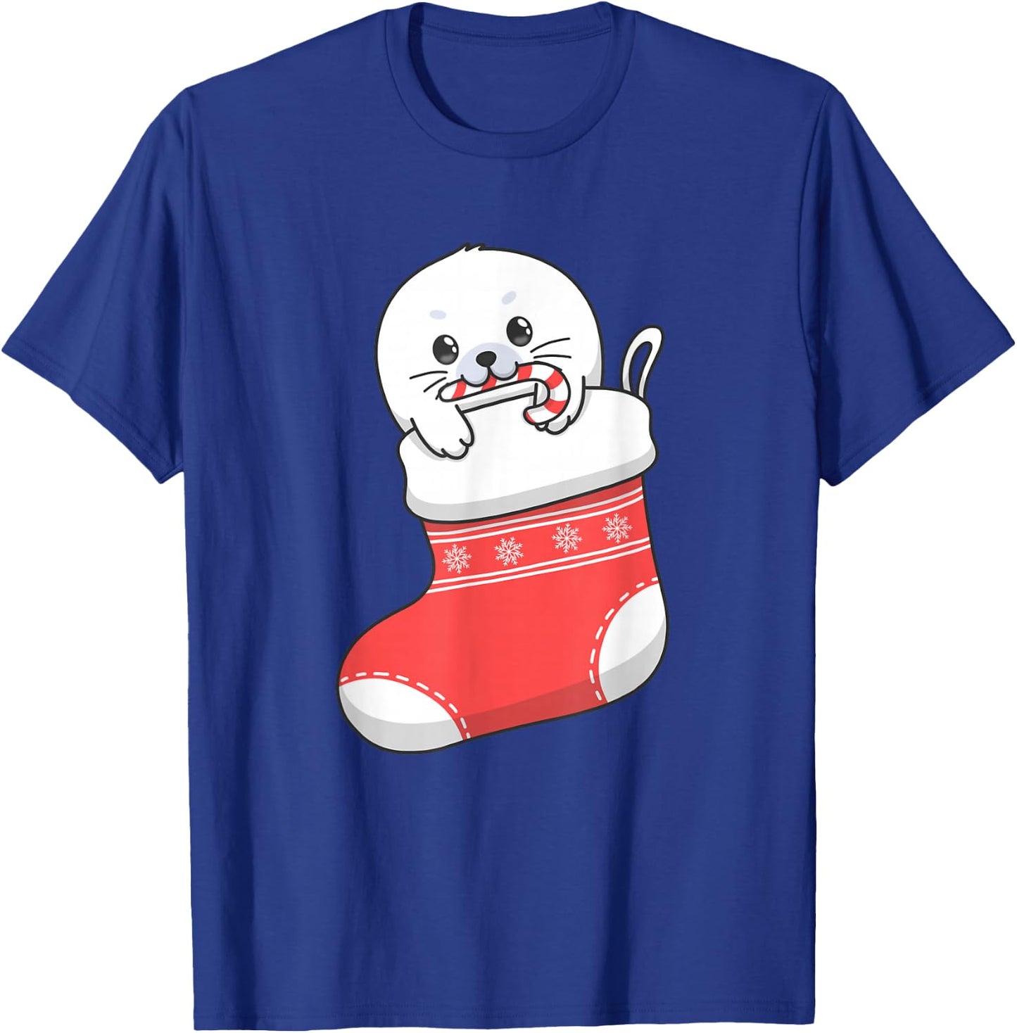 Adorable cute baby harp seal pup in Christmas stocking T-Shirt - T-Shirt | Royal