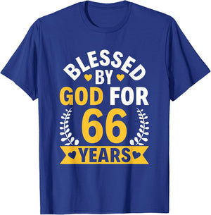 66th Birthday Man Woman Blessed by god for 66 years T-Shirt - T-Shirt | Royal