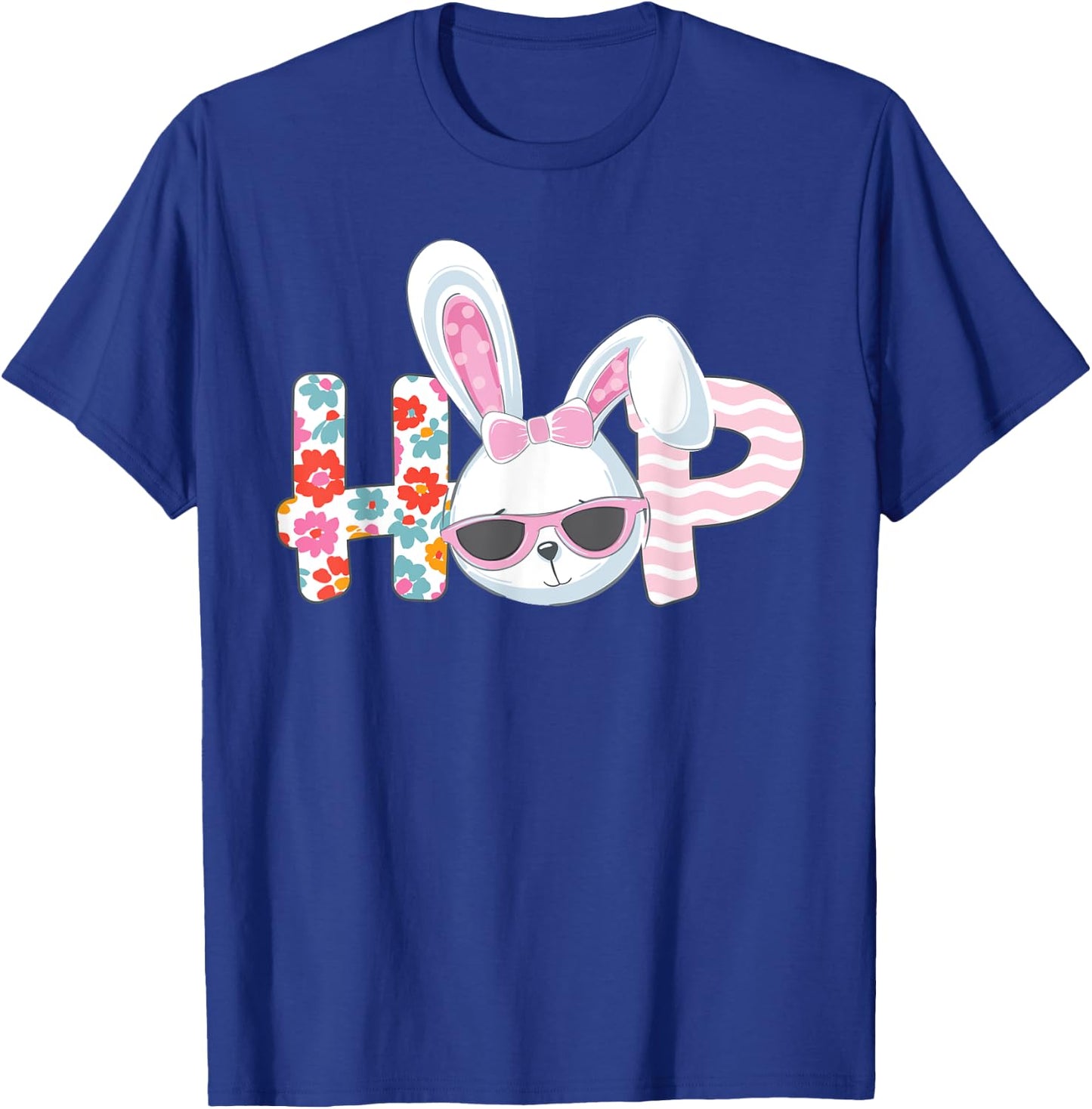 Easter Shirt for Girls Women Hop Easter Bunny Flowers Gift T-Shirt - T-Shirt | Royal