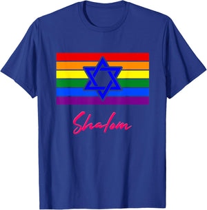 Jewish Hebrew Gay Pride Star of David Flag Hanukkah T-Shirt - T-Shirt | Royal