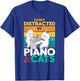 Cat Singing Pet Vintage Piano Pianist Musical Keys Gift T-Shirt - T-Shirt | Royal