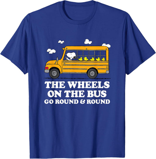 Peanuts - Wheels On The Bus Back to School T-Shirt - T-Shirt | Royal
