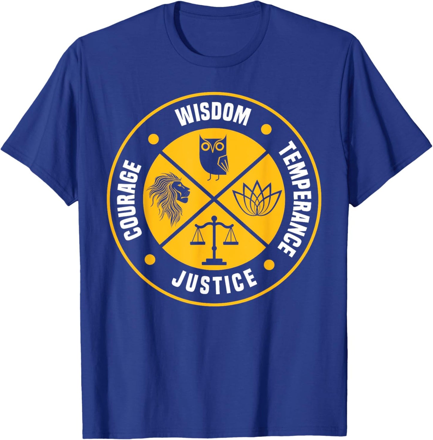 Stoic Virtues Wisdom Temperance Justice Courage Stoicism T-Shirt - T-Shirt | Royal