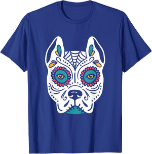 Pitbull Skull Day of The Dead - Skull Dog Skeleton Men Women T-Shirt - T-Shirt | Royal