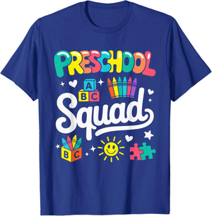 Preschool Squad Back to School Cute Cool Teacher Women Girls T-Shirt - T-Shirt | Royal