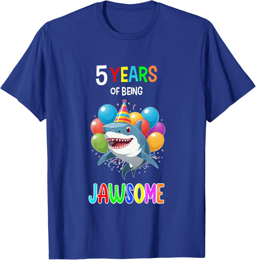 Shark Birthday Shirt 5 Years of Being Jawsome 5th Birthday