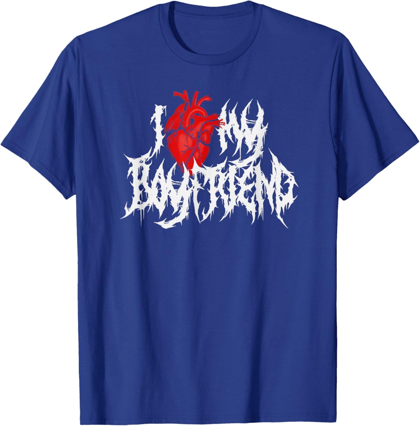 I Heart My Boyfriend. Funny Death Metal, Goth Valentine's T-Shirt - T-Shirt | Royal
