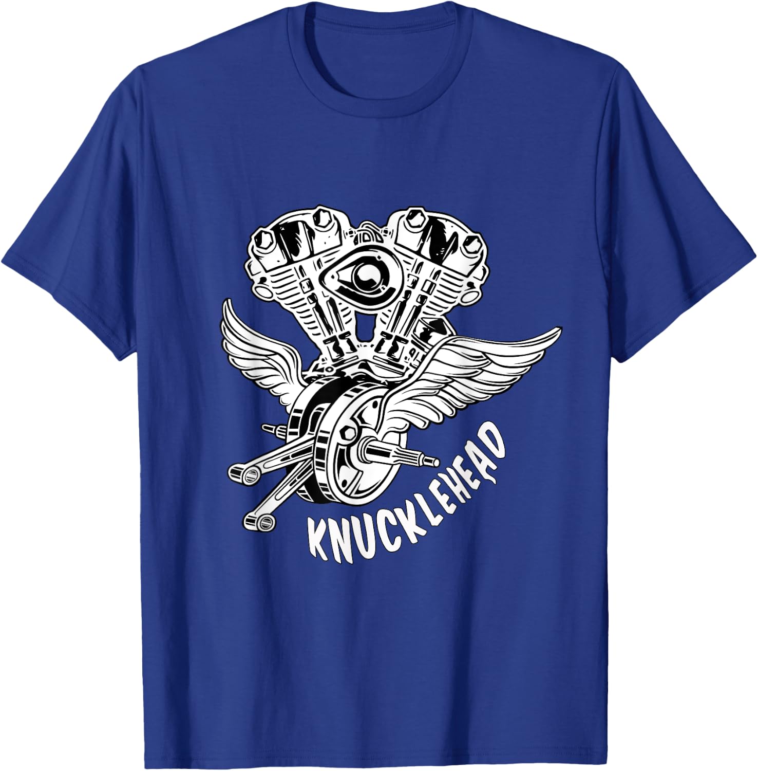 HD Knucklehead Old School Motorcycle Wings Retro Biker Gear T-Shirt - T-Shirt | Royal