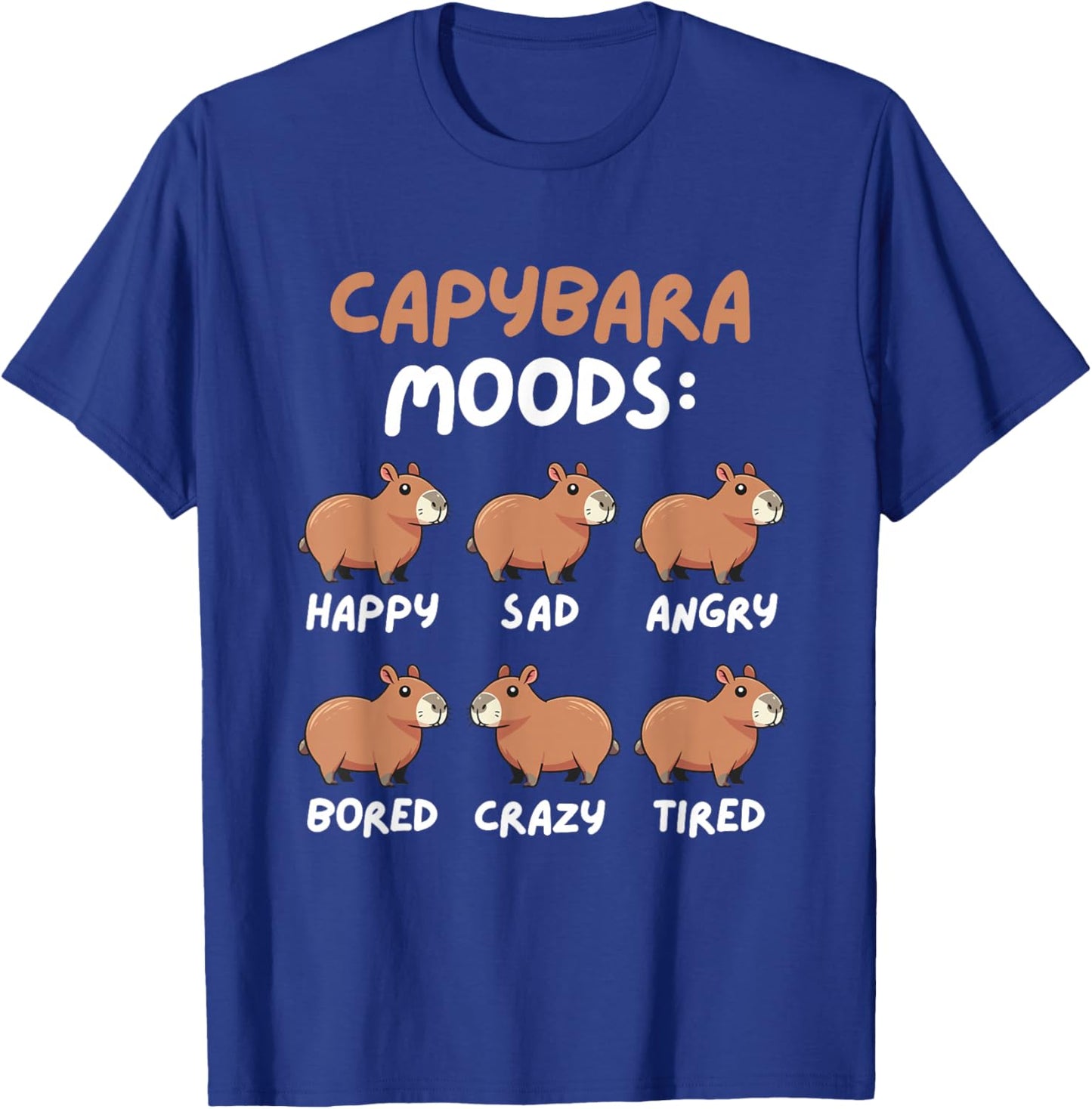 Funny Cute Capybara Moods Children Men Women T-Shirt - T-Shirt | Royal