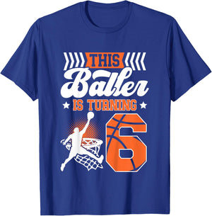 Kids 6th Birthday Basketball 6 Year Old Basketball Boy Birthday T-Shirt - T-Shirt | Royal