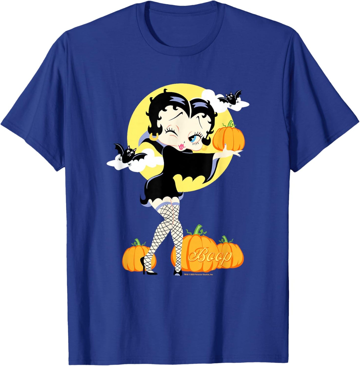 Betty Boop Halloween Sexy Miss Dracula Pumpkin Night Poster T-Shirt - T-Shirt | Royal