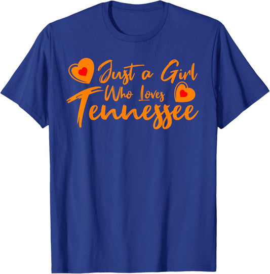 Just a Girl who Loves Tennessee Cute Women, Girls, Tween T-Shirt - T-Shirt | Royal