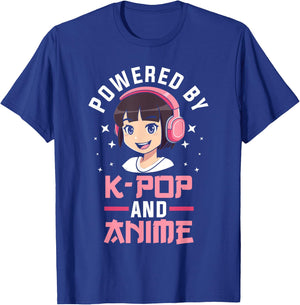 Powered by K-pop and Anime Kpop Merch Merchandise Gift T-Shirt - T-Shirt | Royal