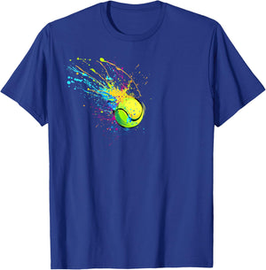 Colorful Tennis Ball Splash Art Tennis Lover T-Shirt - T-Shirt | Royal